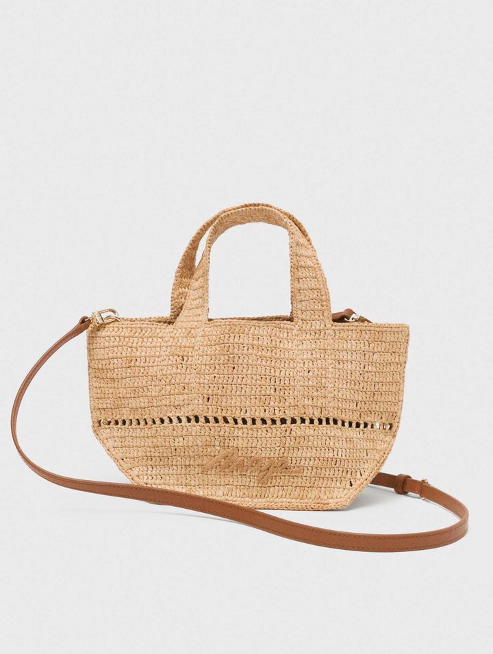 Natural raffia mini tote