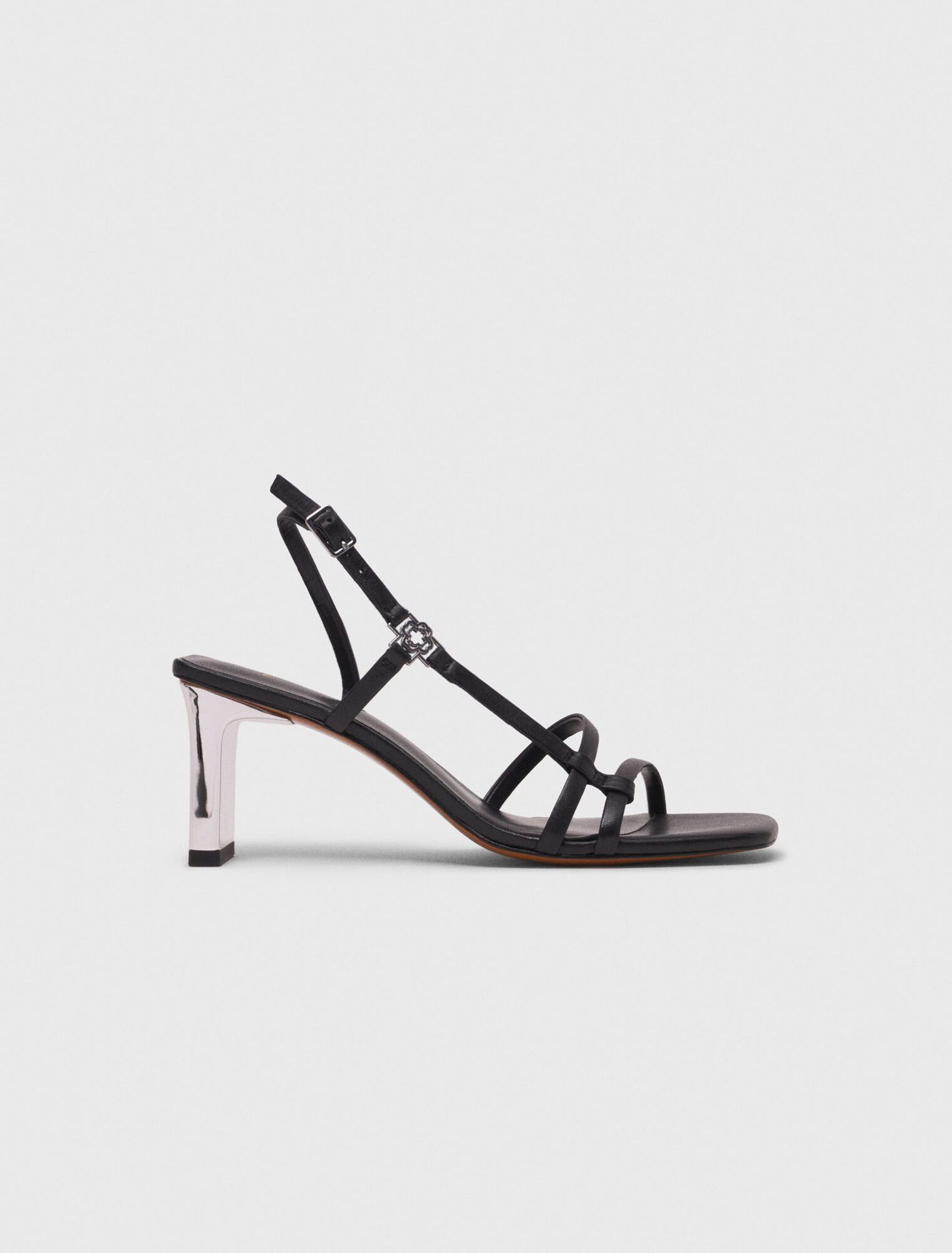Metallic heel strappy sandals