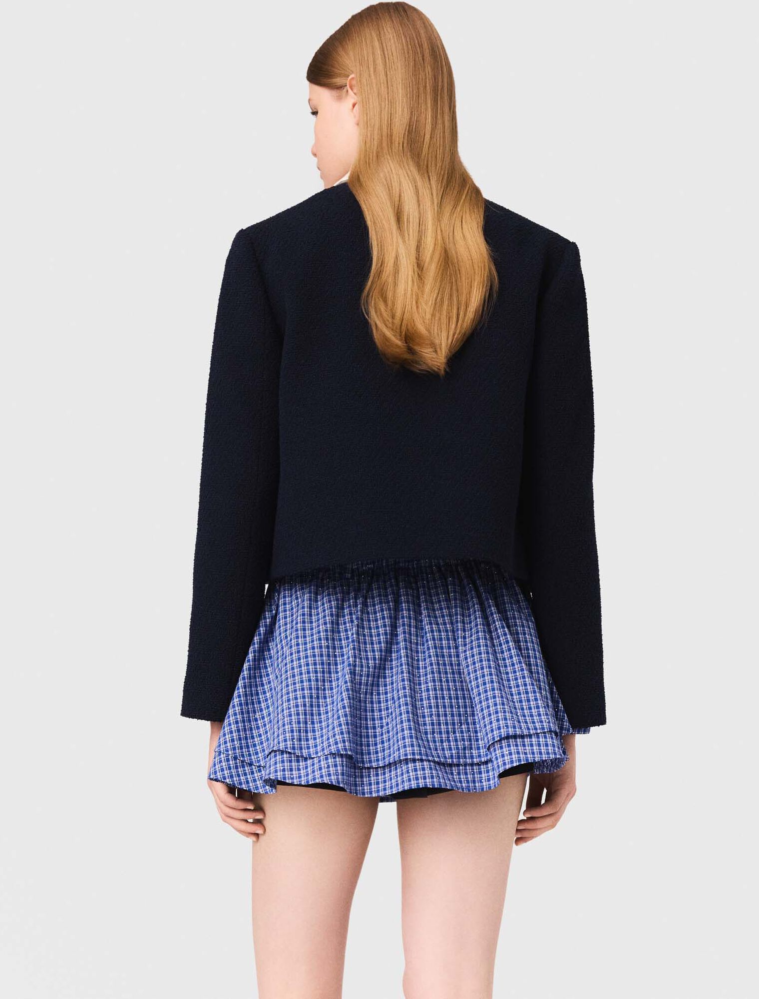 Cropped tweed jacket, removable collar