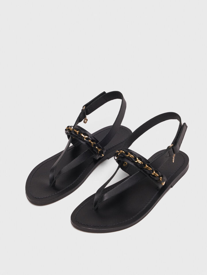 K.Jacques flat leather sandal