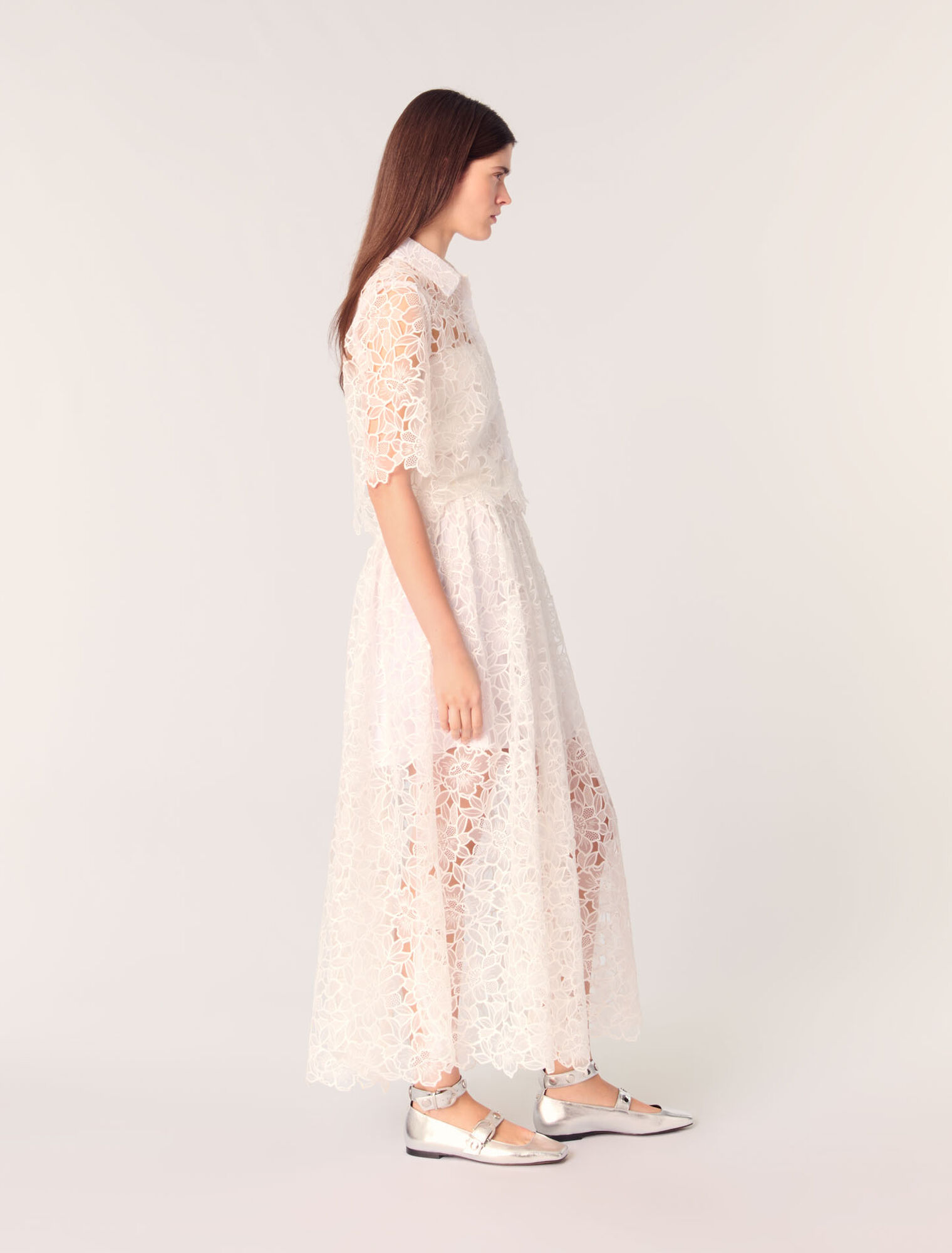 Cropped floral lace blouse
