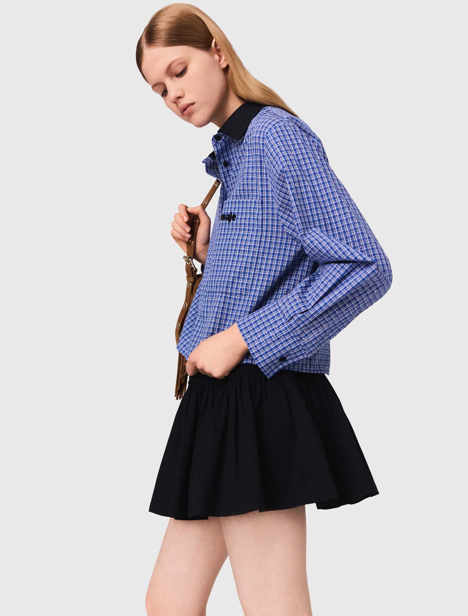 Rhinestone shirt, removable collar