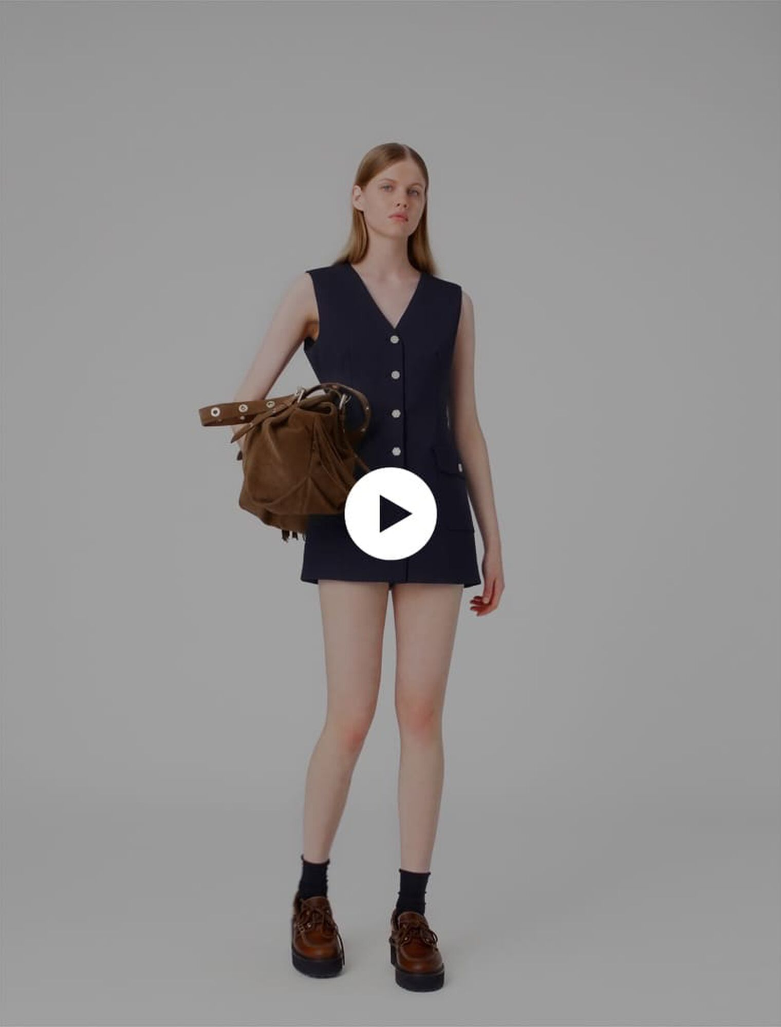 Layered-effect wool-blend jumpsuit