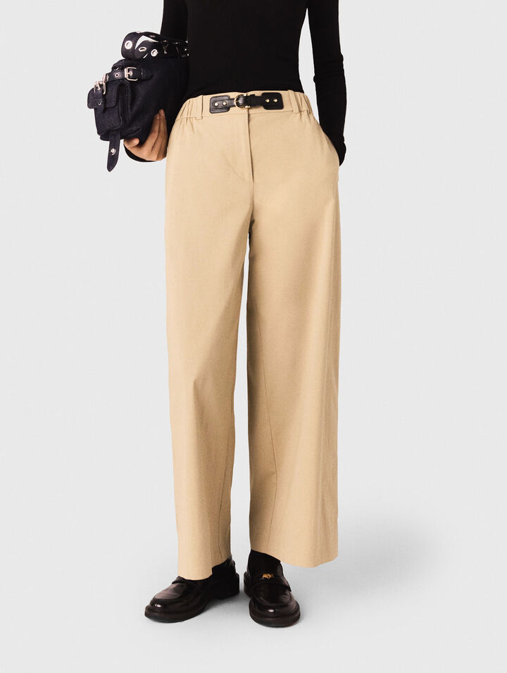 Wide-leg cotton pants