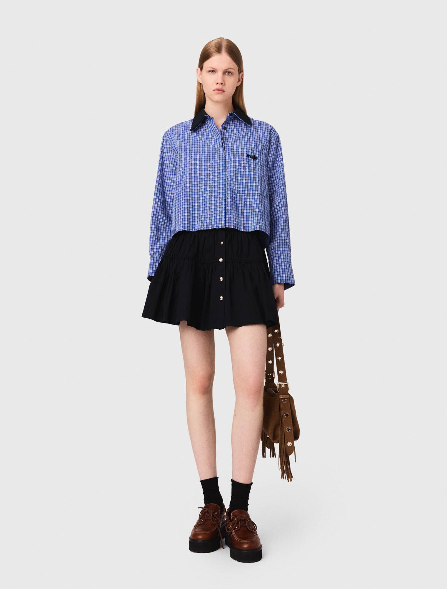 Rhinestone shirt, removable collar