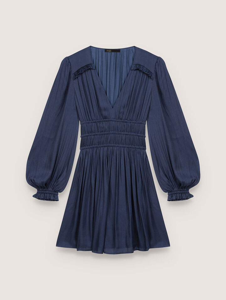 Mini satin dress with ruffles