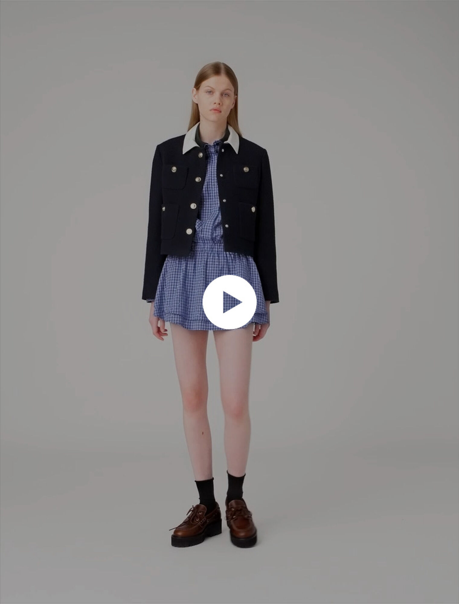 Cropped tweed jacket, removable collar