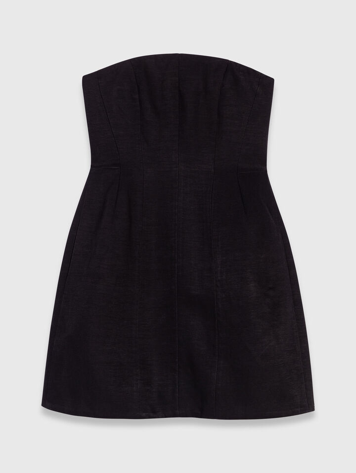 Mini strapless linen dress