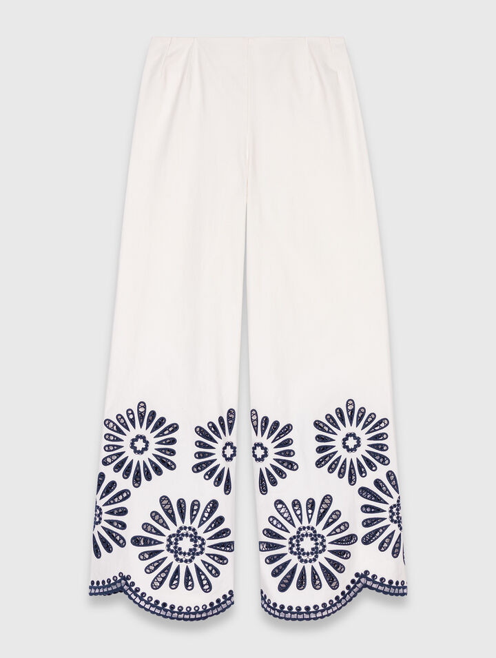 Trousers with crochet detail
