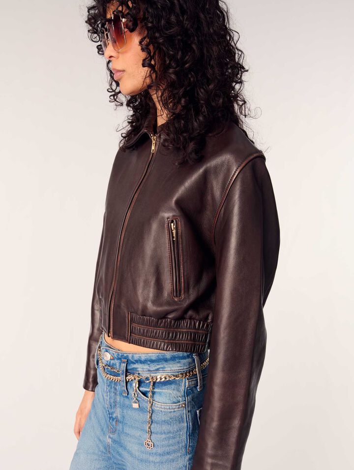 Vintage leather cropped jacket