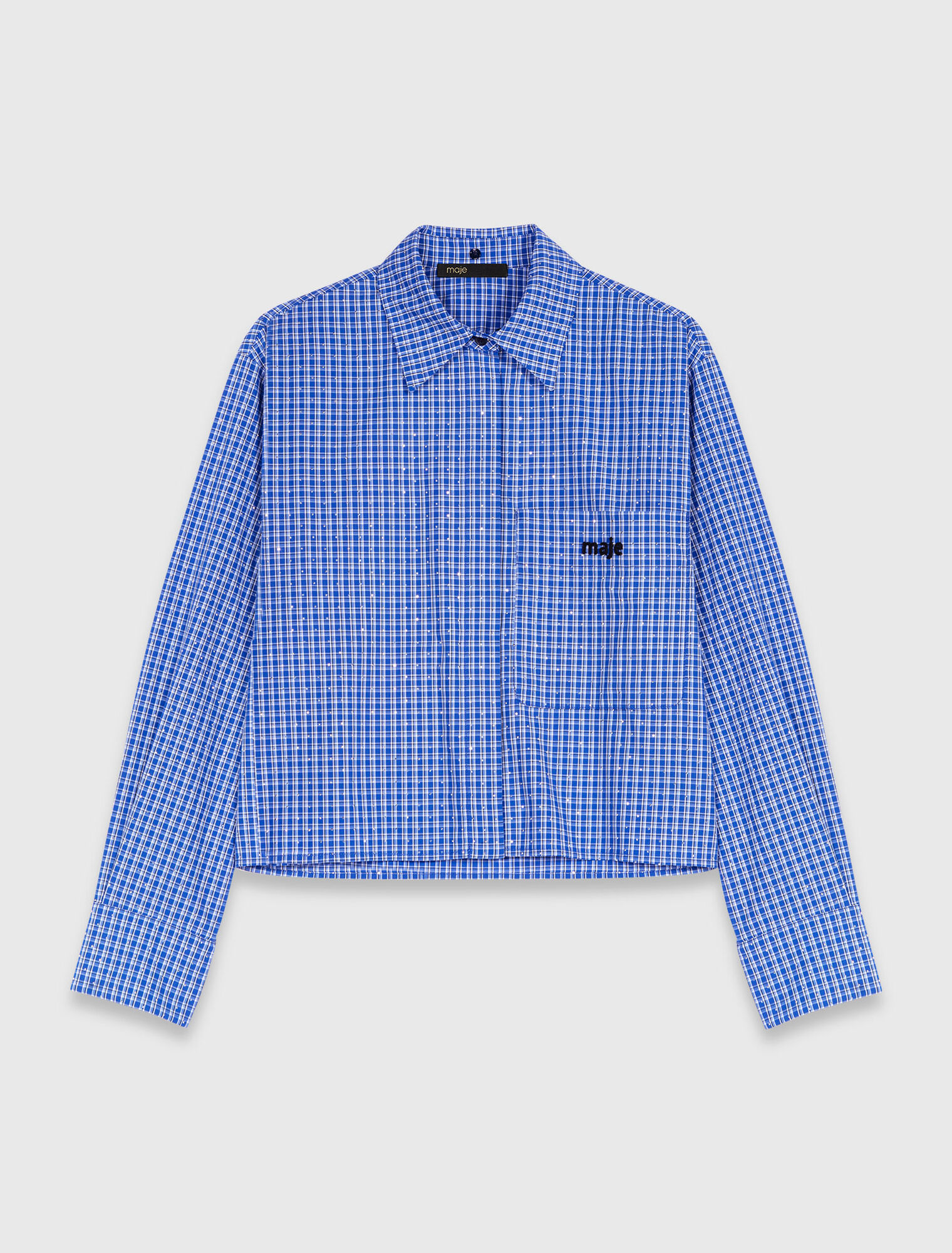 Rhinestone shirt, removable collar