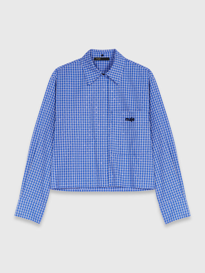 Rhinestone shirt, removable collar