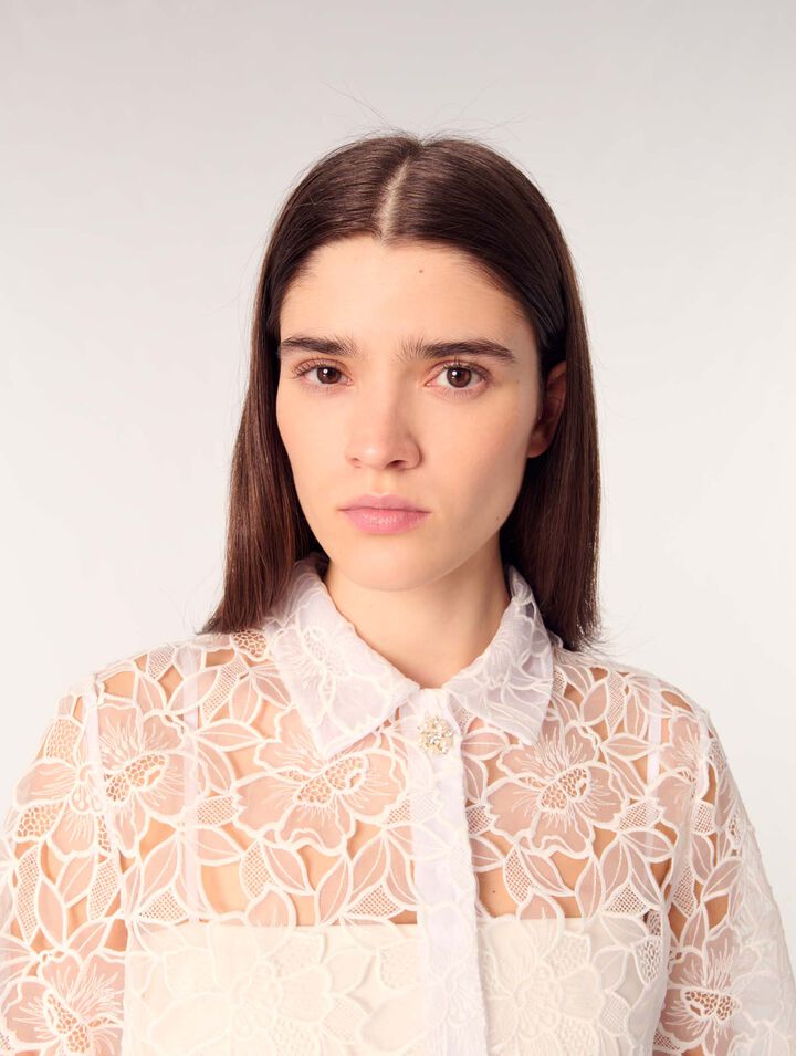 Cropped floral lace blouse