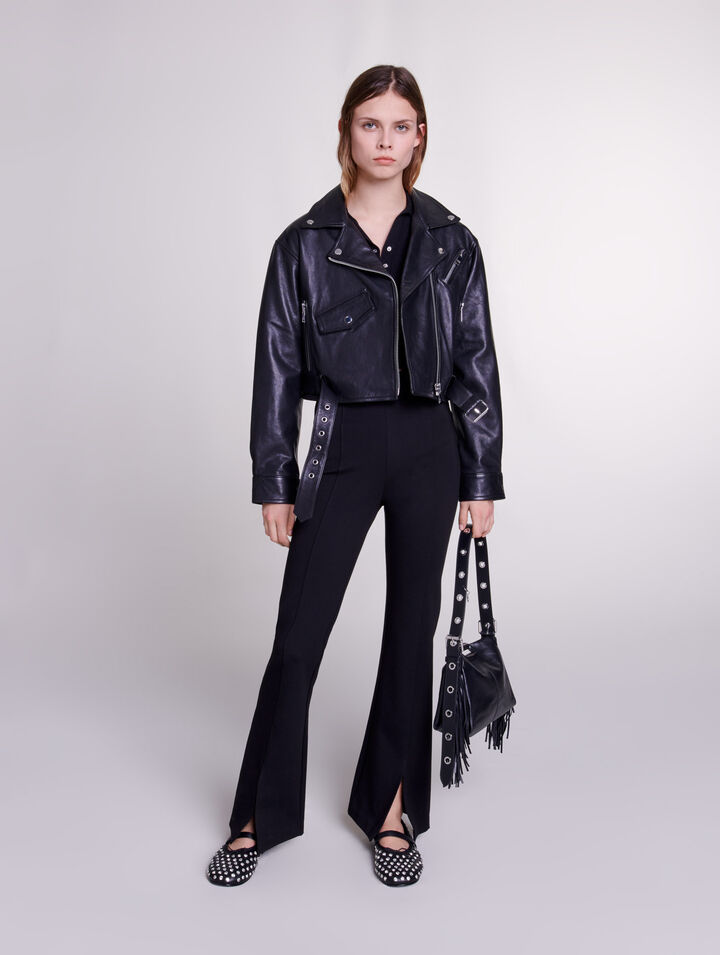 Black slit pants