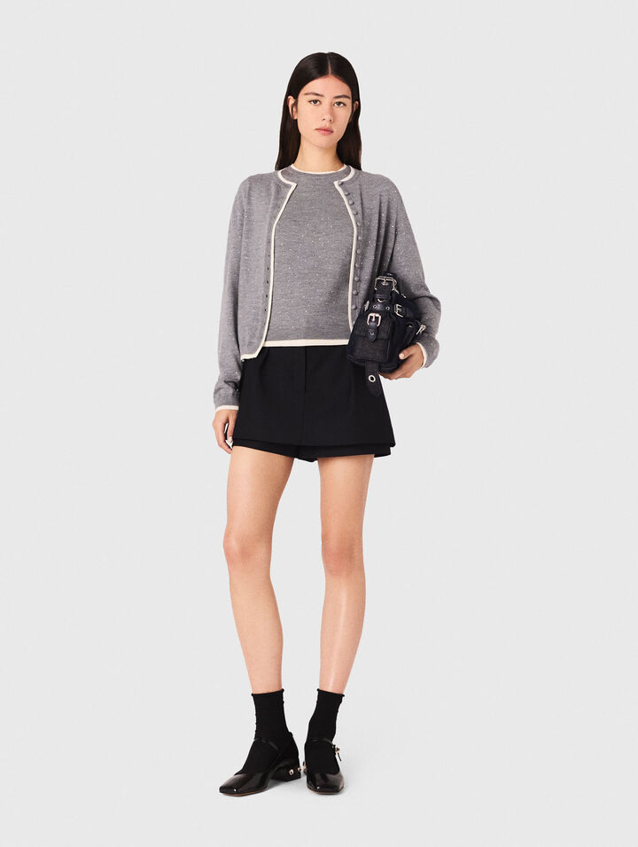 Knit cardigan with rhinestones