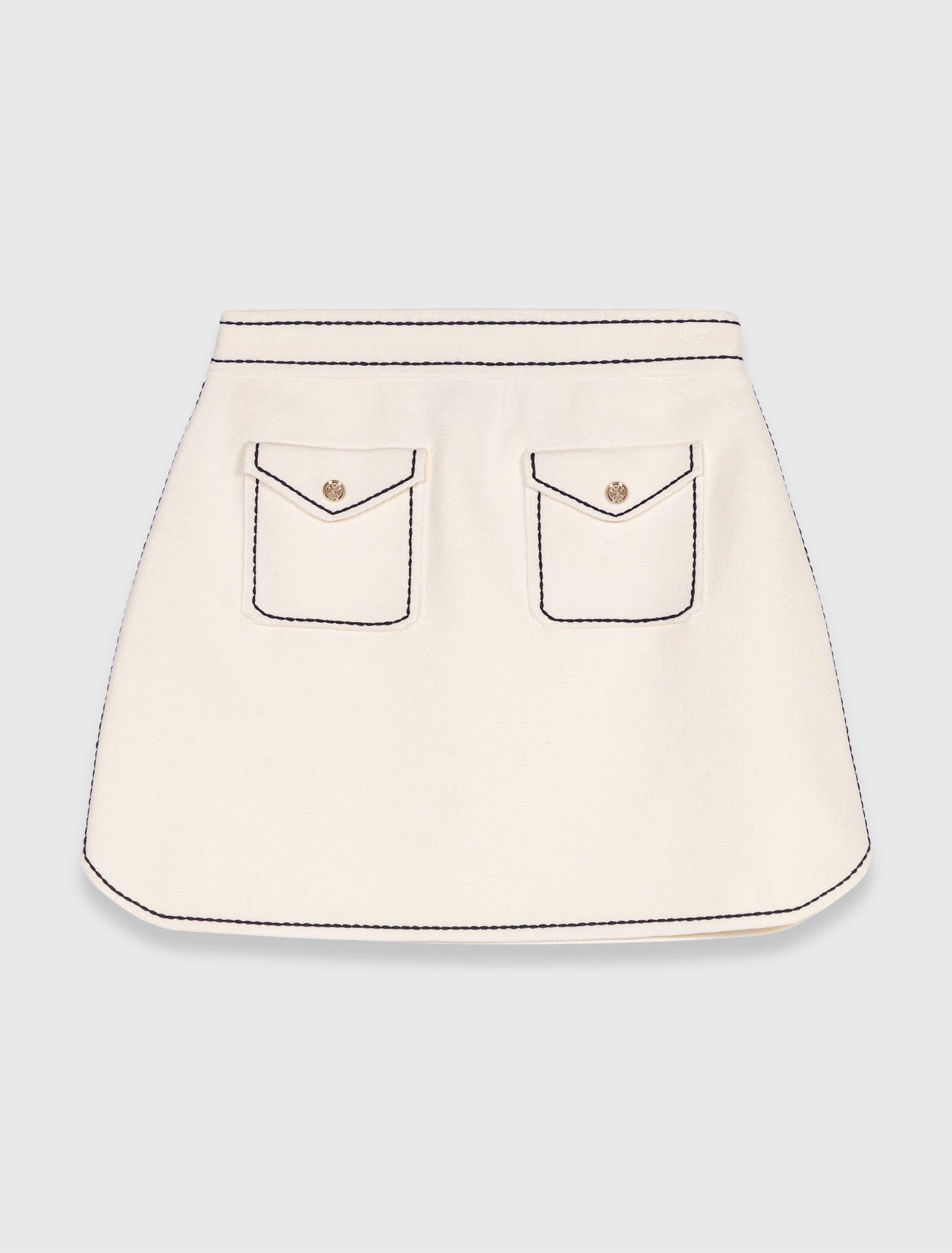 Short topstitched knit skirt