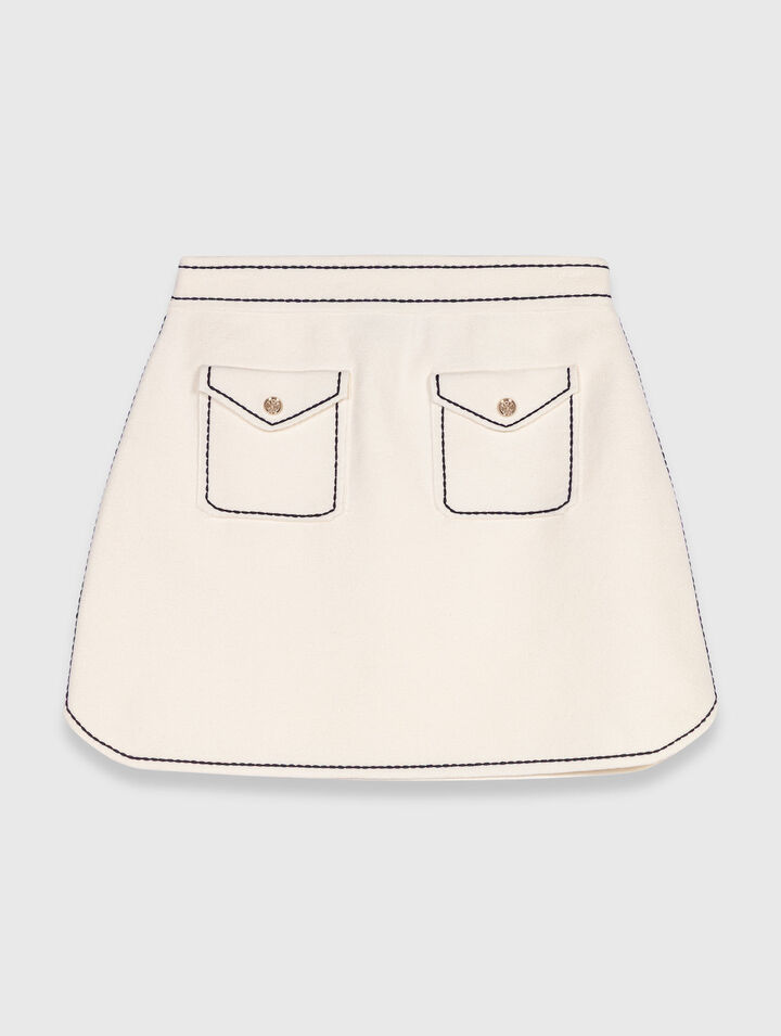 Short topstitched knit skirt