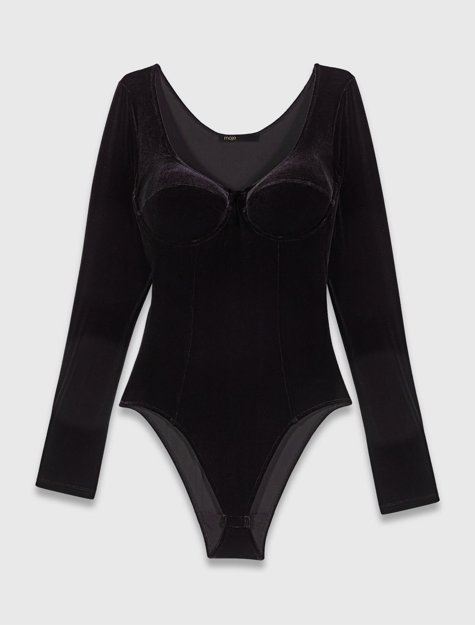 Velvet and corset detail bodysuit