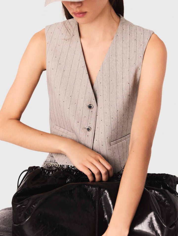 Rhinestone tailored vest