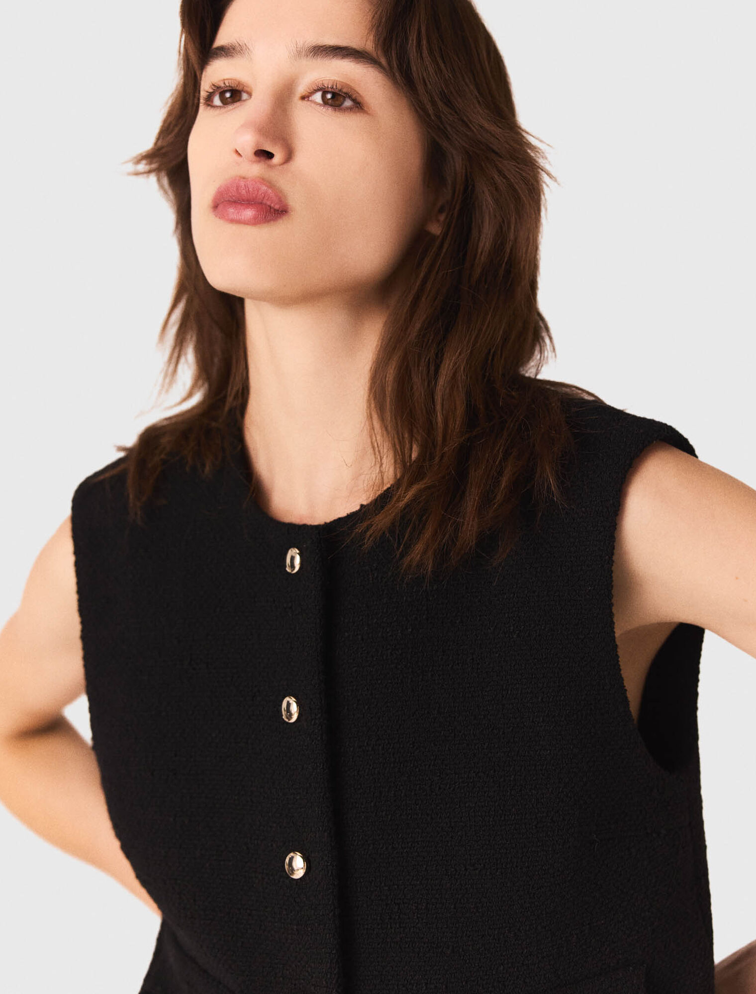 Tweed top with removable collar