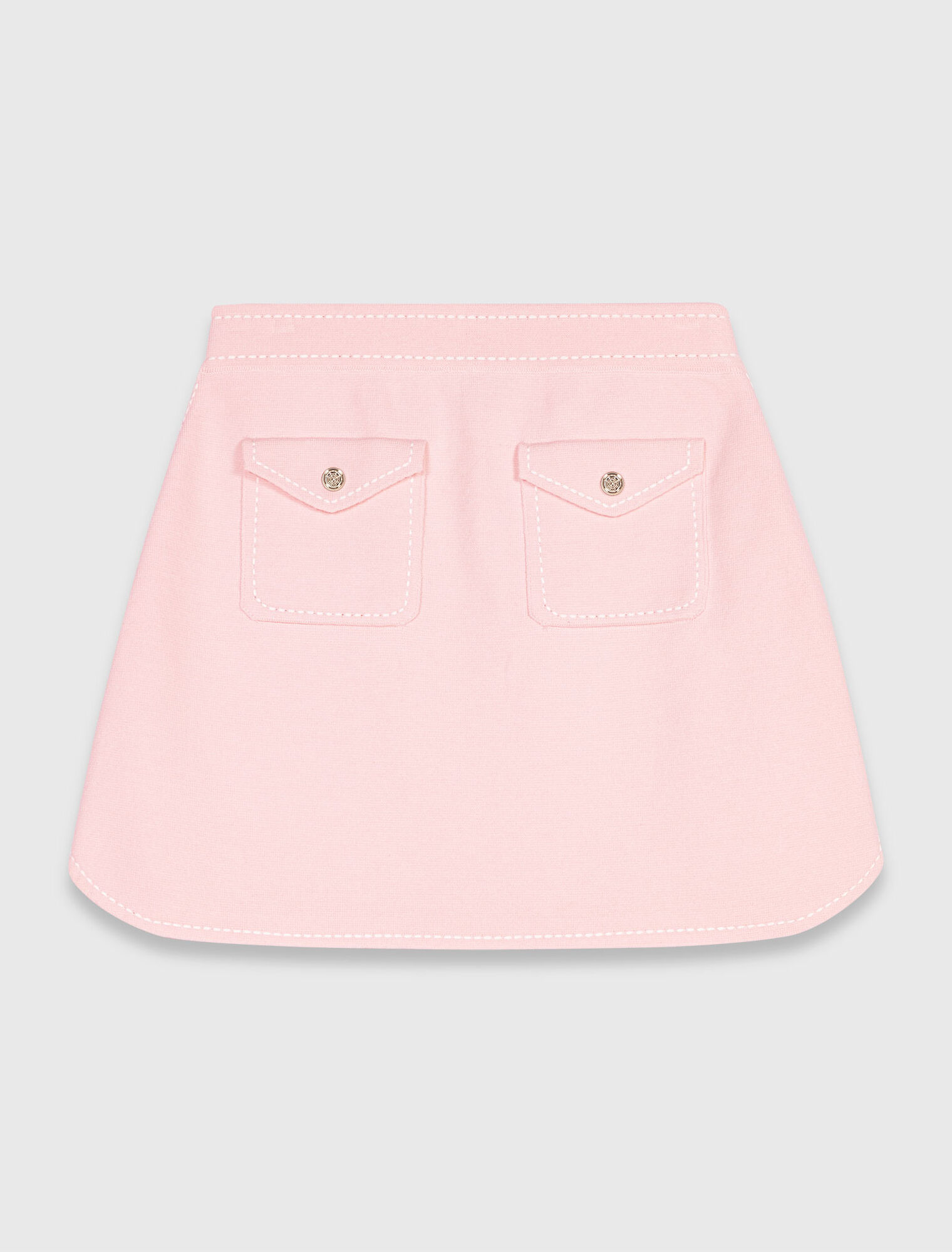 Short topstitched knit skirt