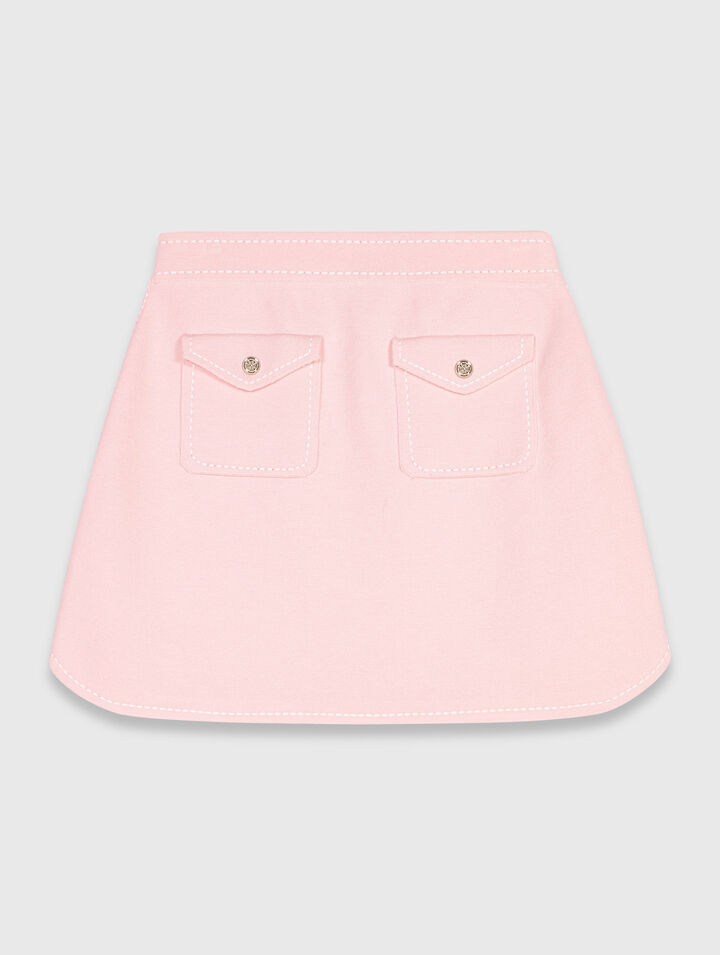 Short topstitched knit skirt