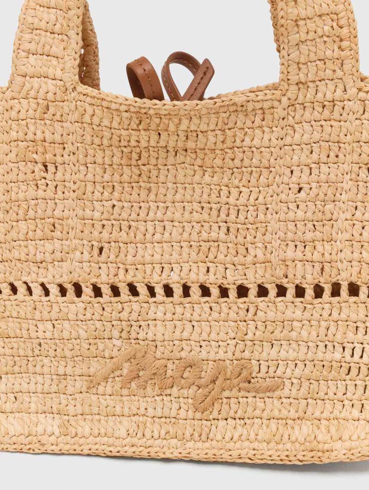 Natural raffia mini tote