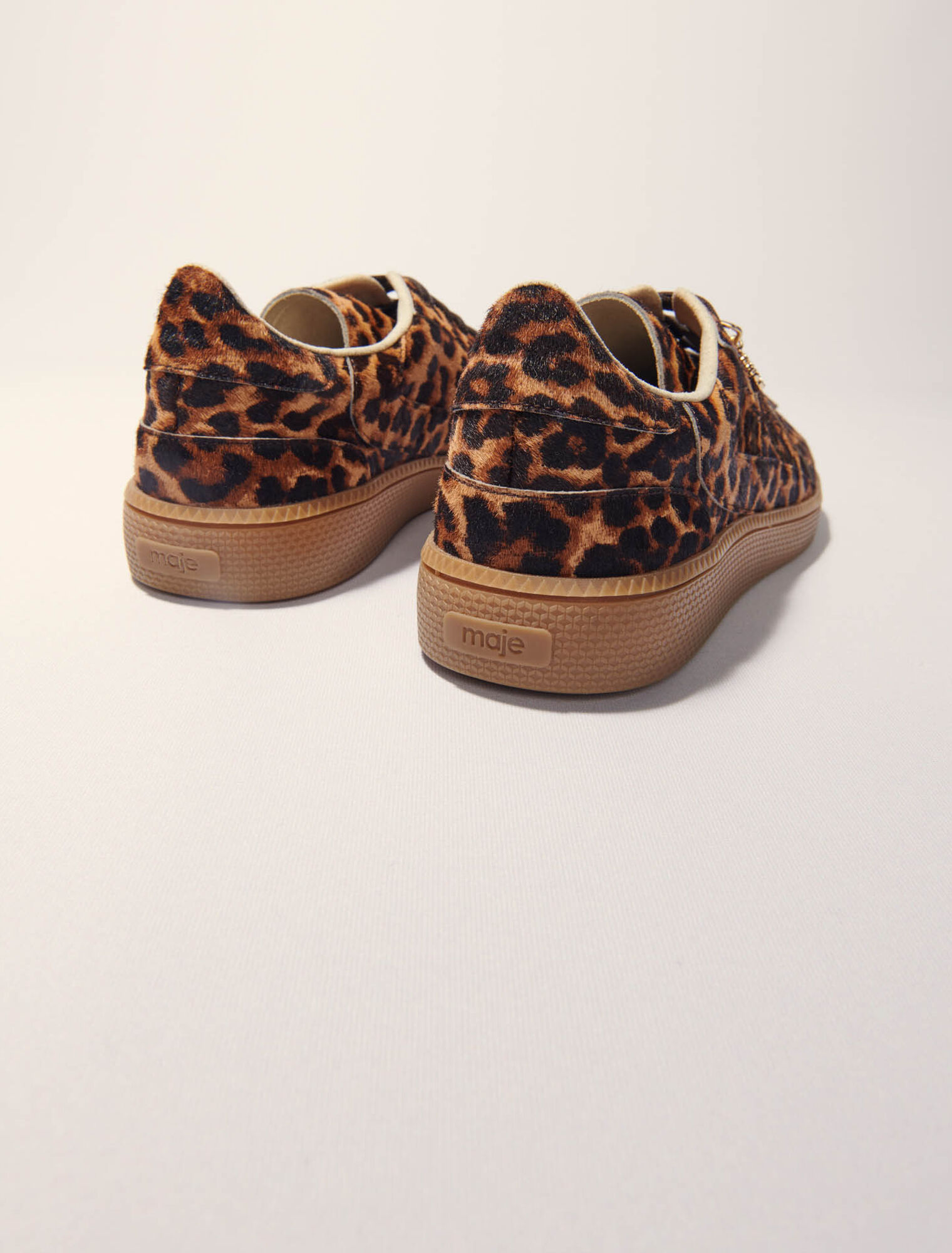 Leopard print leather sneakers