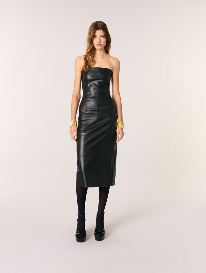 Bustier leather midi dress