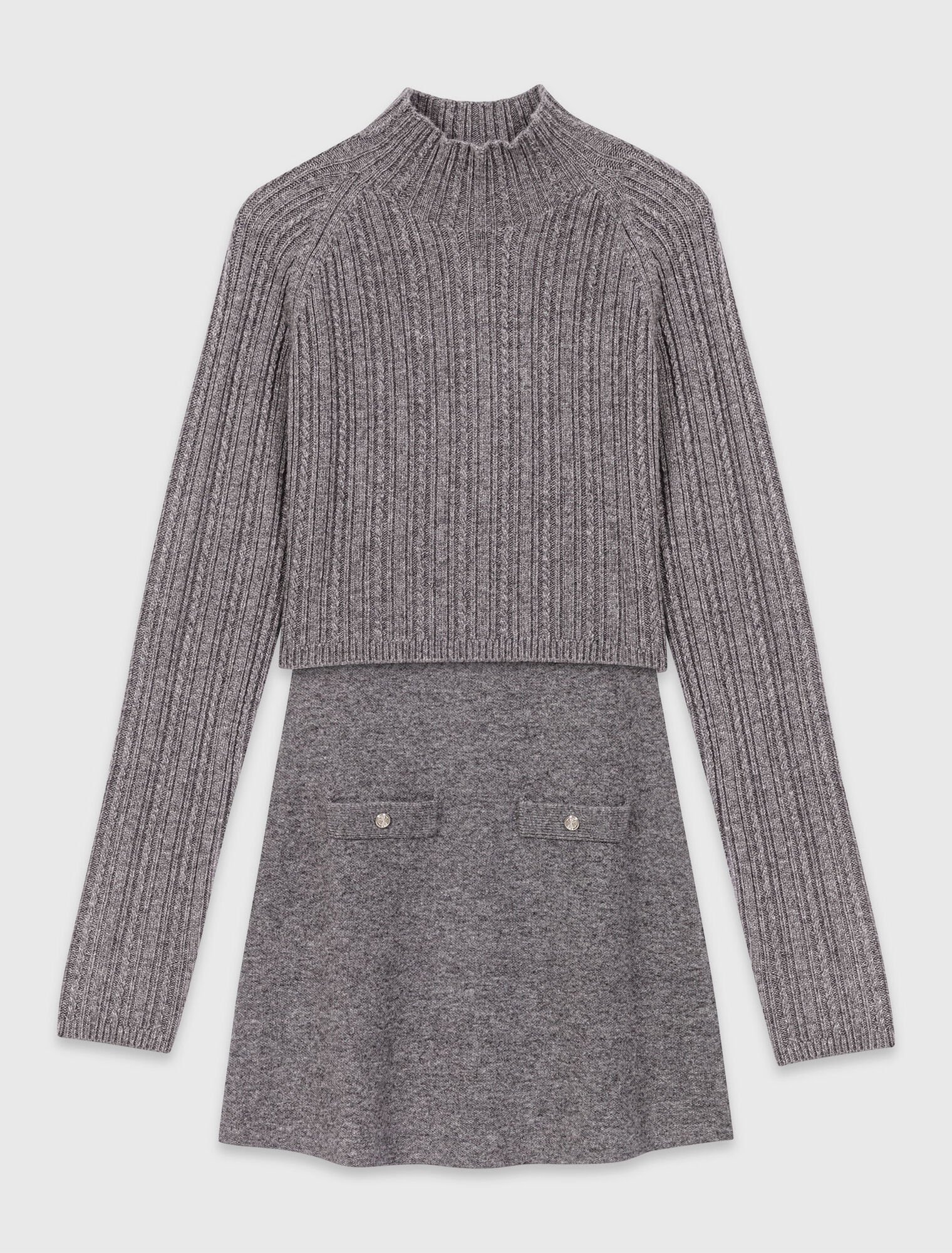 Knit dress with removable sweater