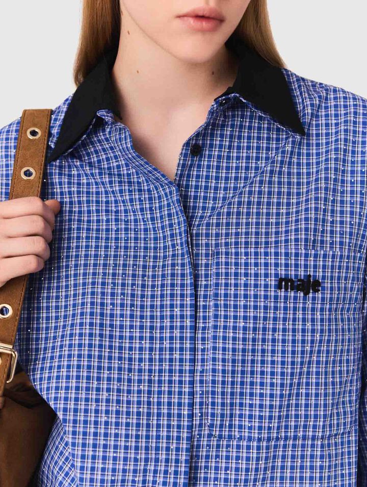 Rhinestone shirt, removable collar