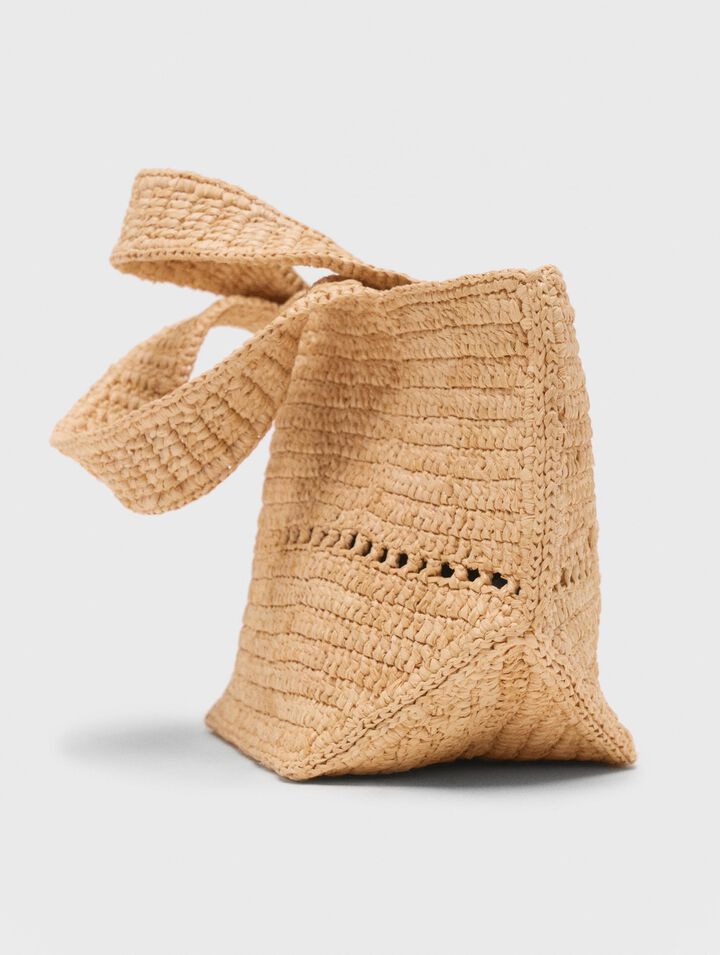 Natural raffia mini tote