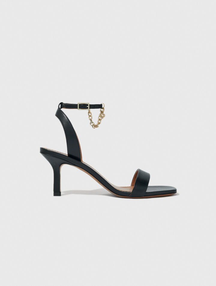 Leather sandals with heels