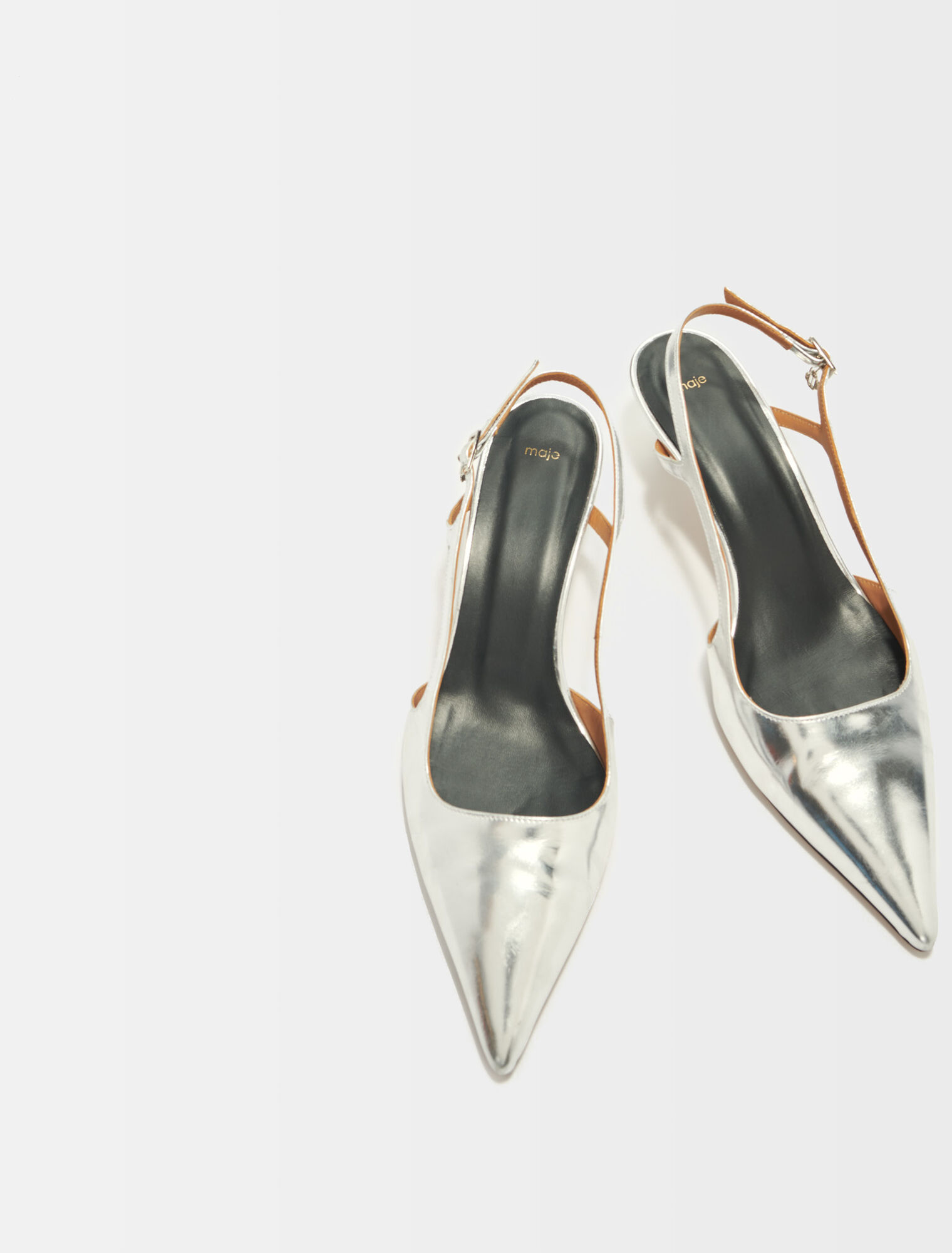Silver leather strappy heels