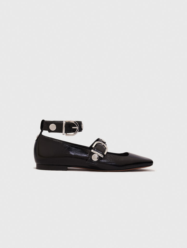 Studded leather Mary Jane flats