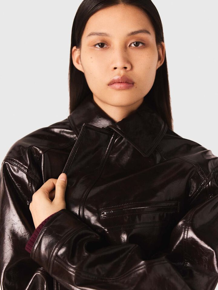 Crackled faux leather jacket