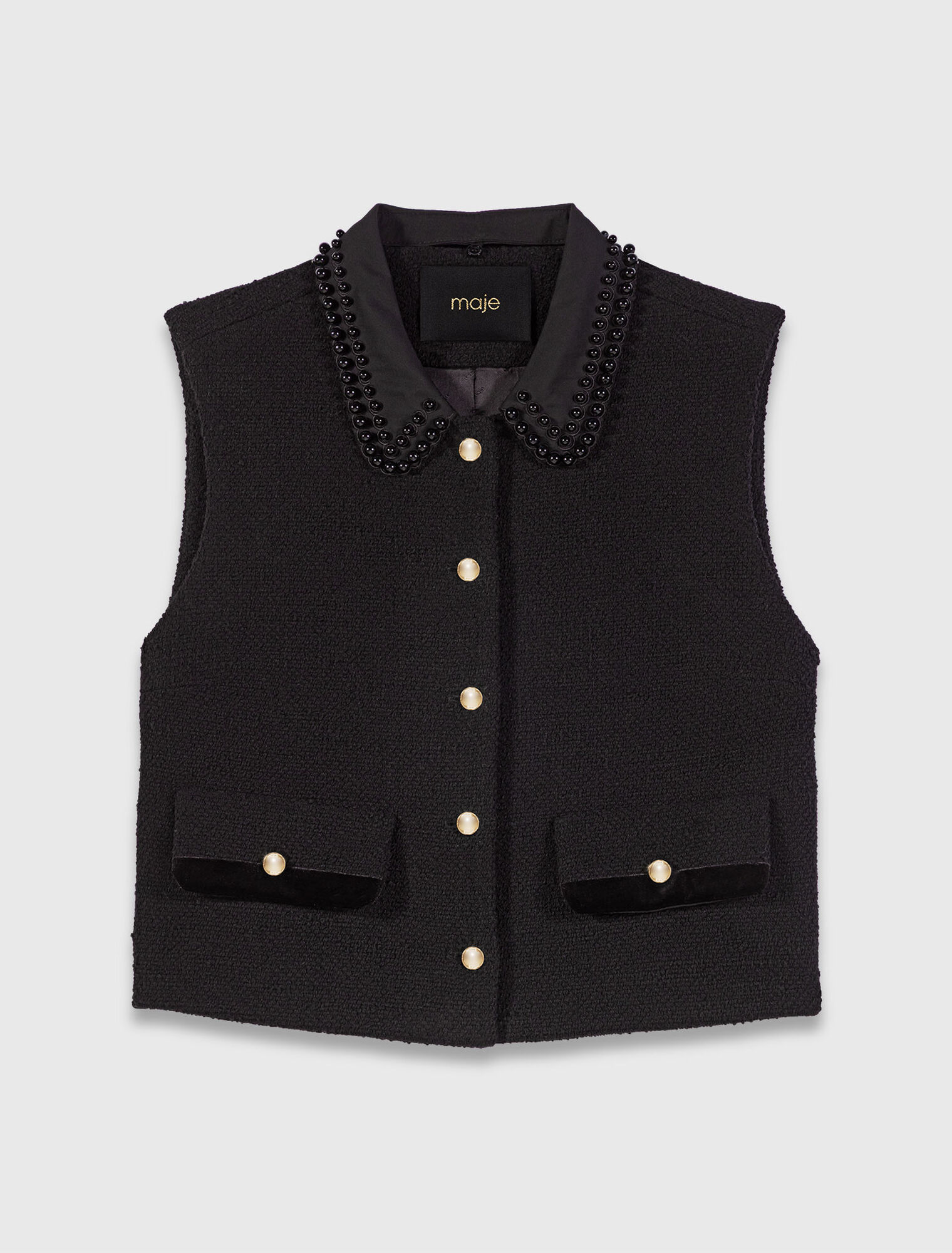 Tweed top with removable collar