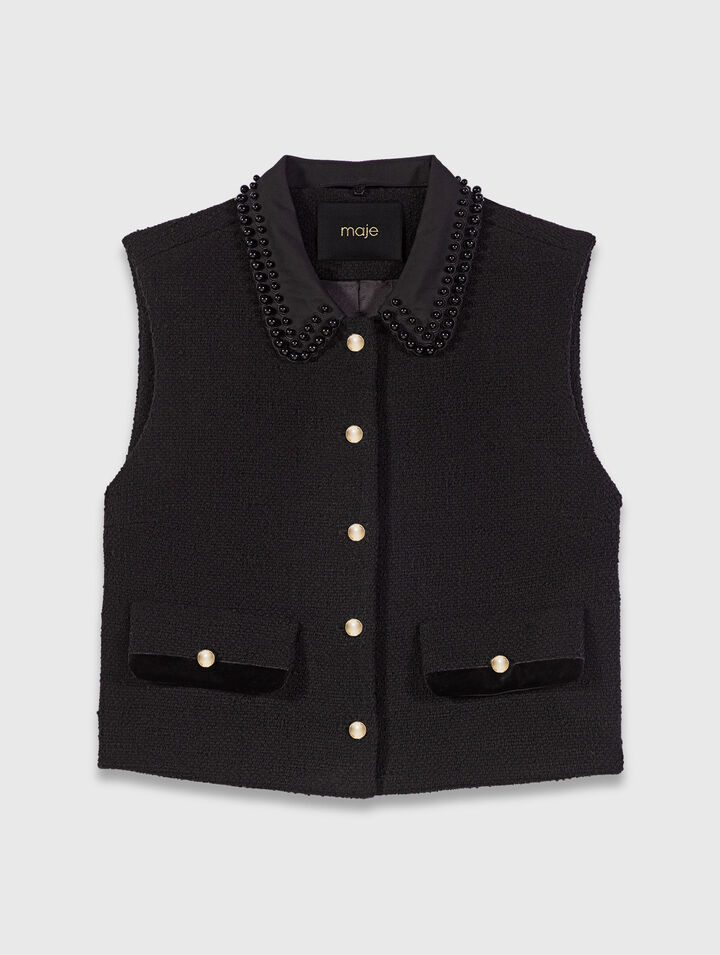 Tweed top with removable collar