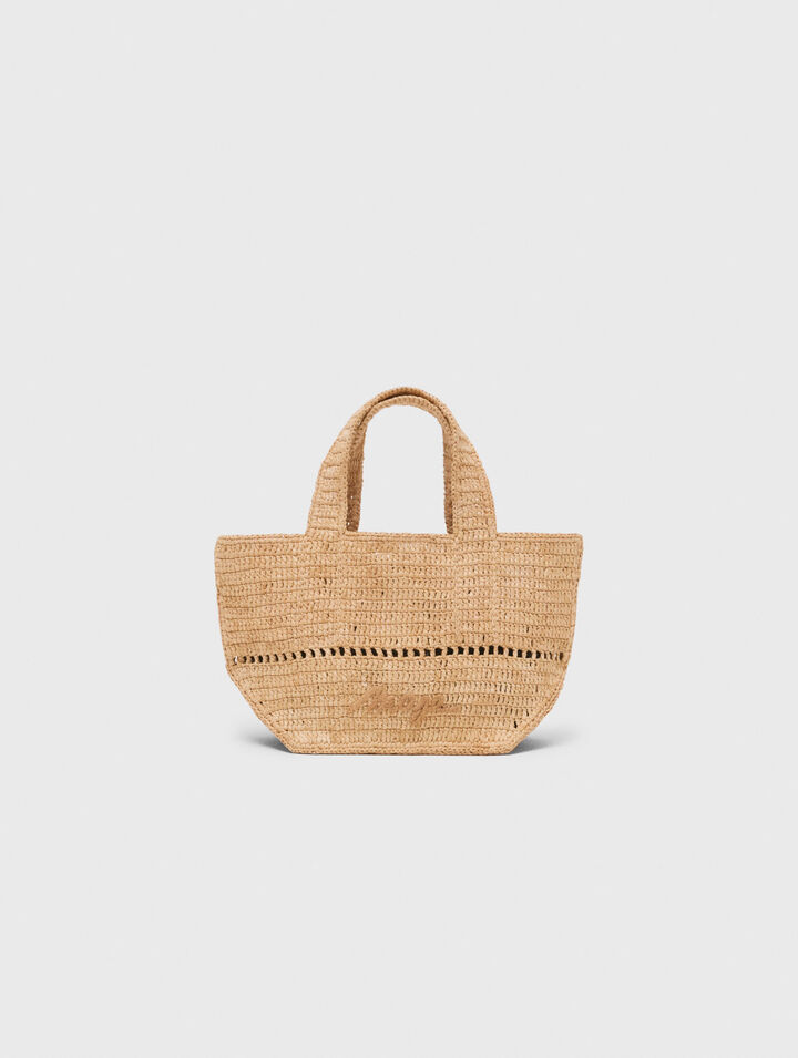Natural raffia mini tote