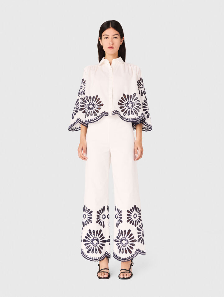 Trousers with crochet detail