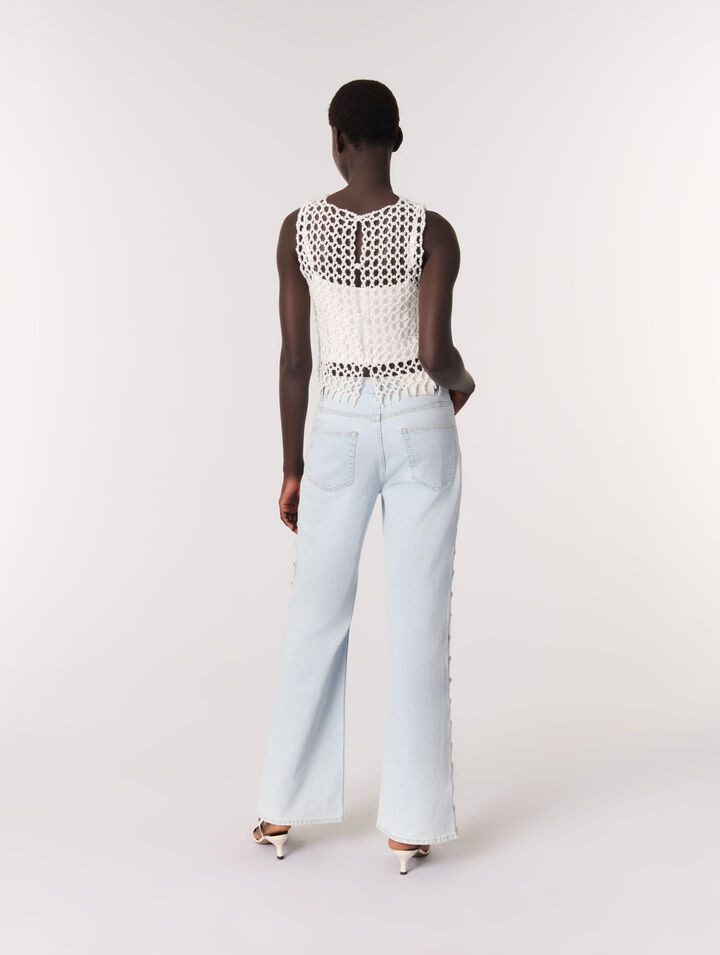Cropped sleeveless beaded top