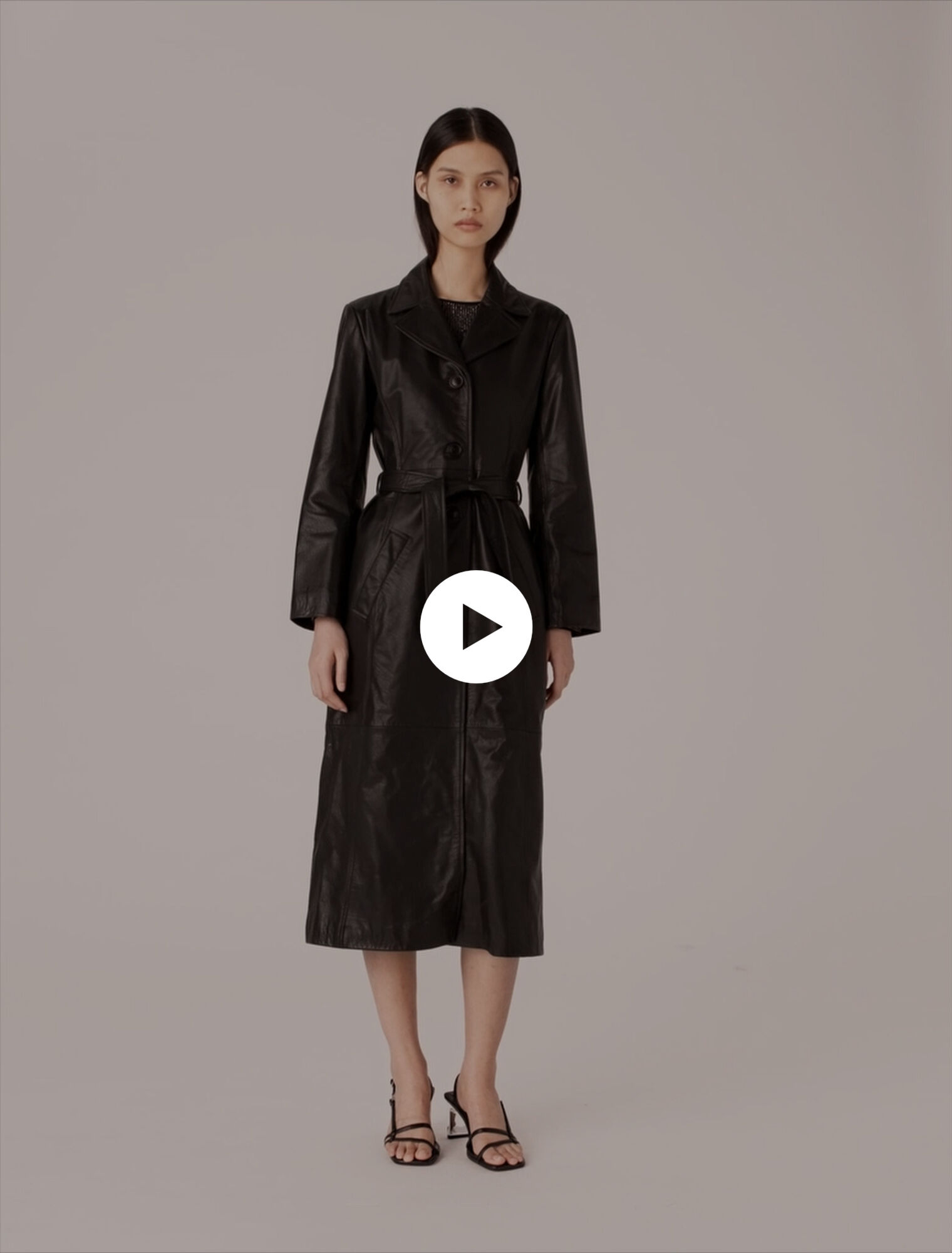 Long leather trench coat