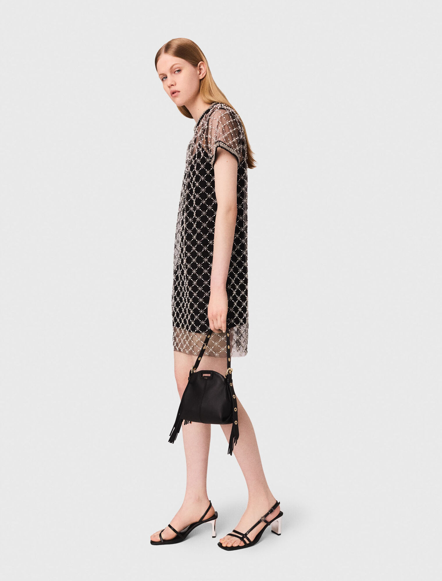 Mini embroidered tulle dress