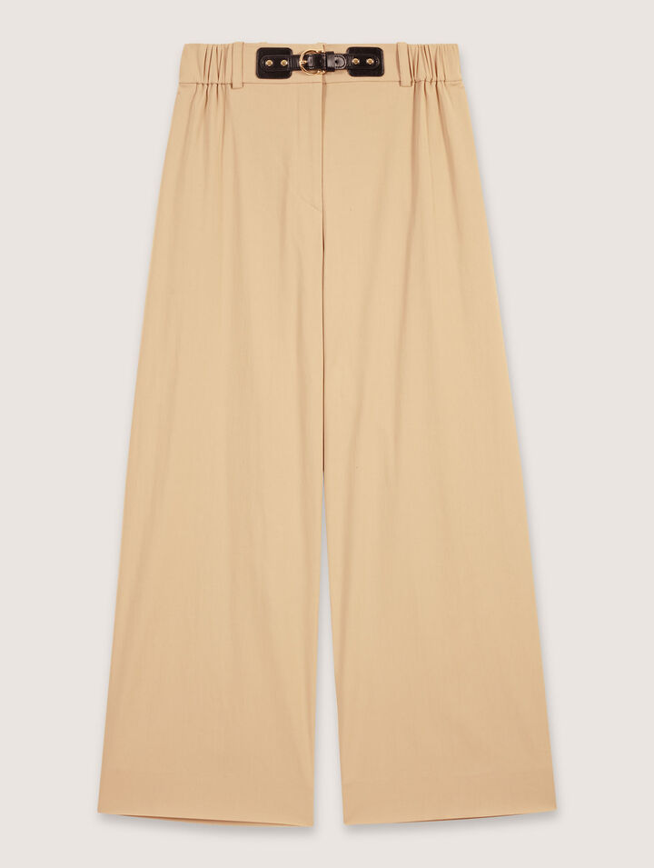 Wide-leg cotton pants