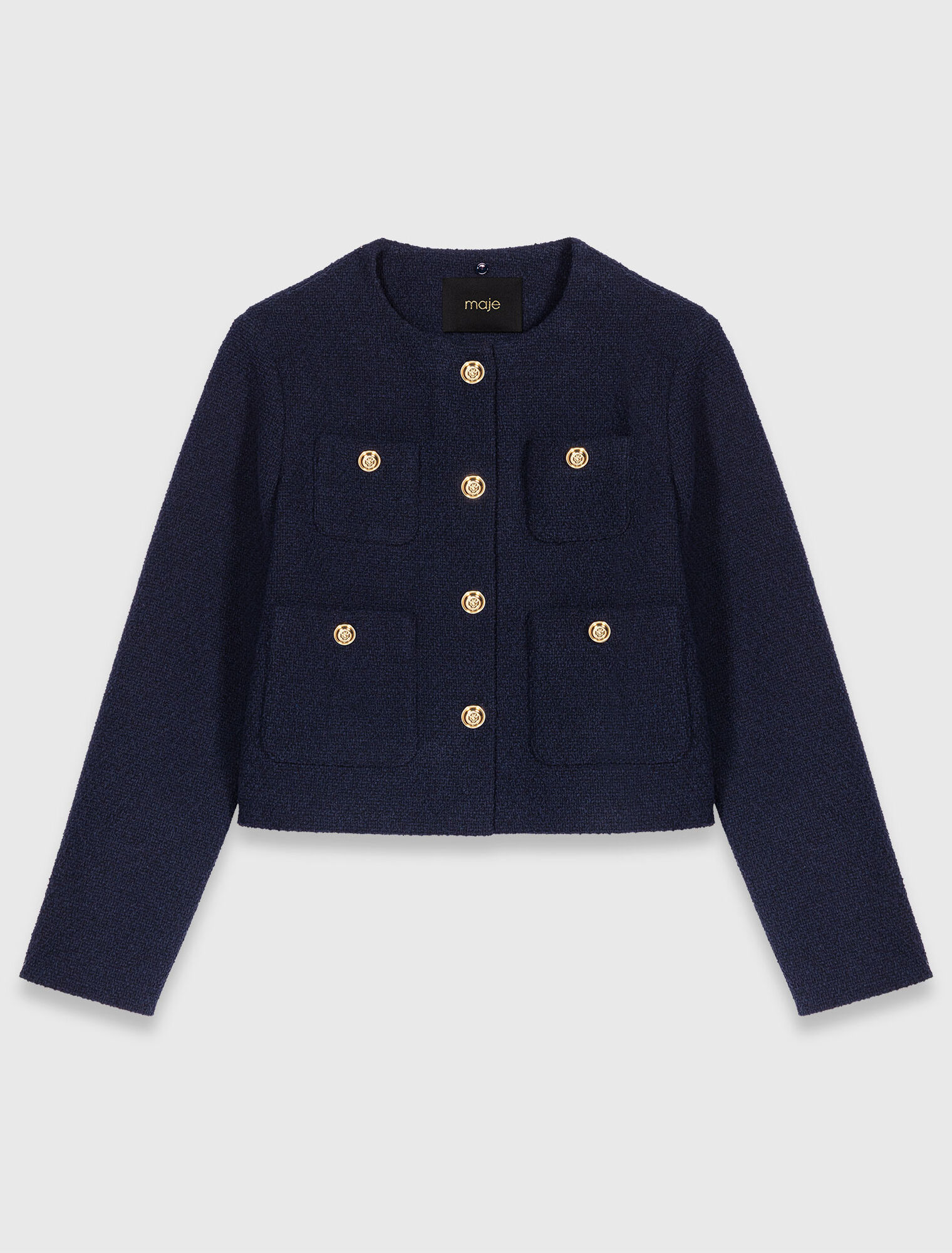 Cropped tweed jacket, removable collar