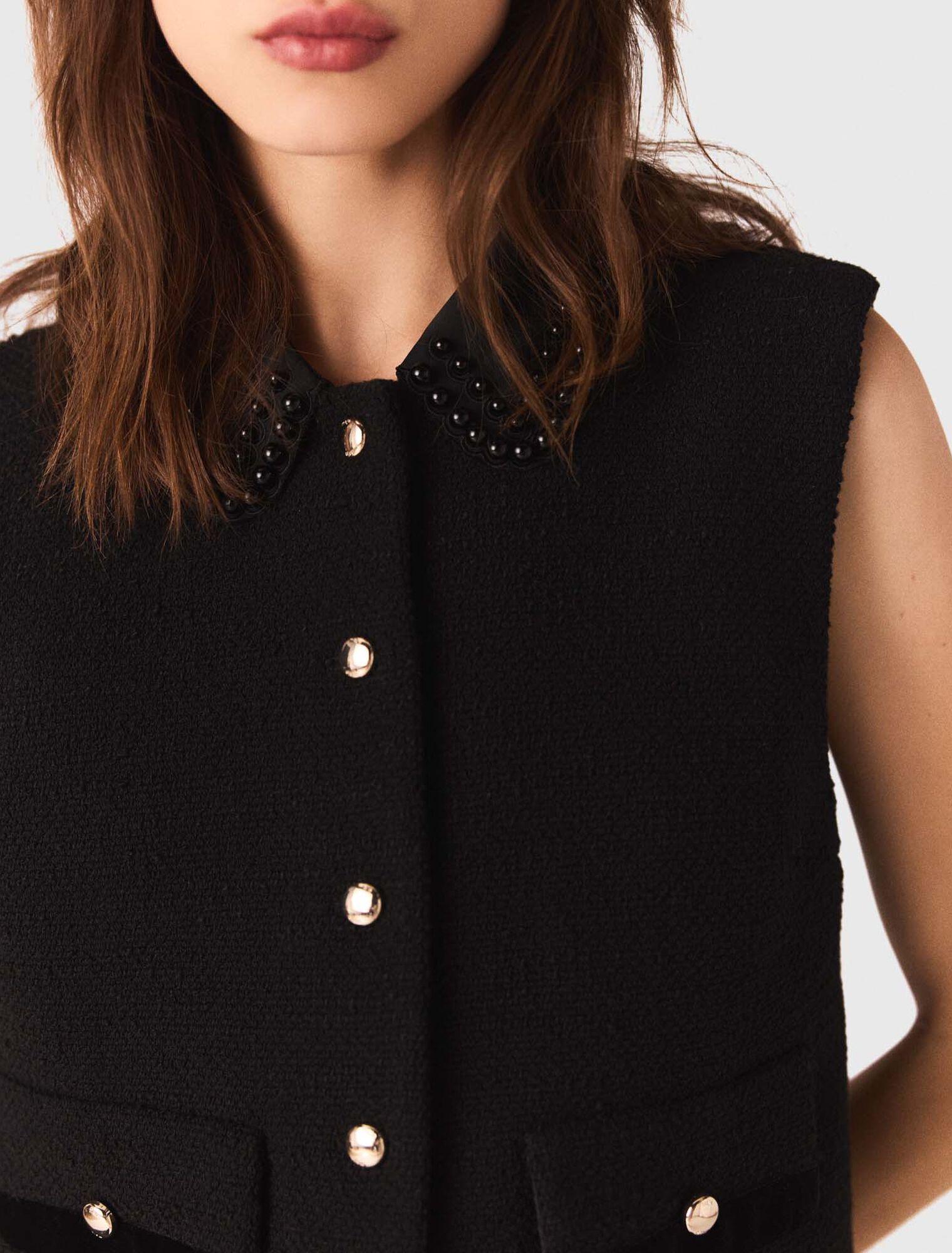 Tweed top with removable collar