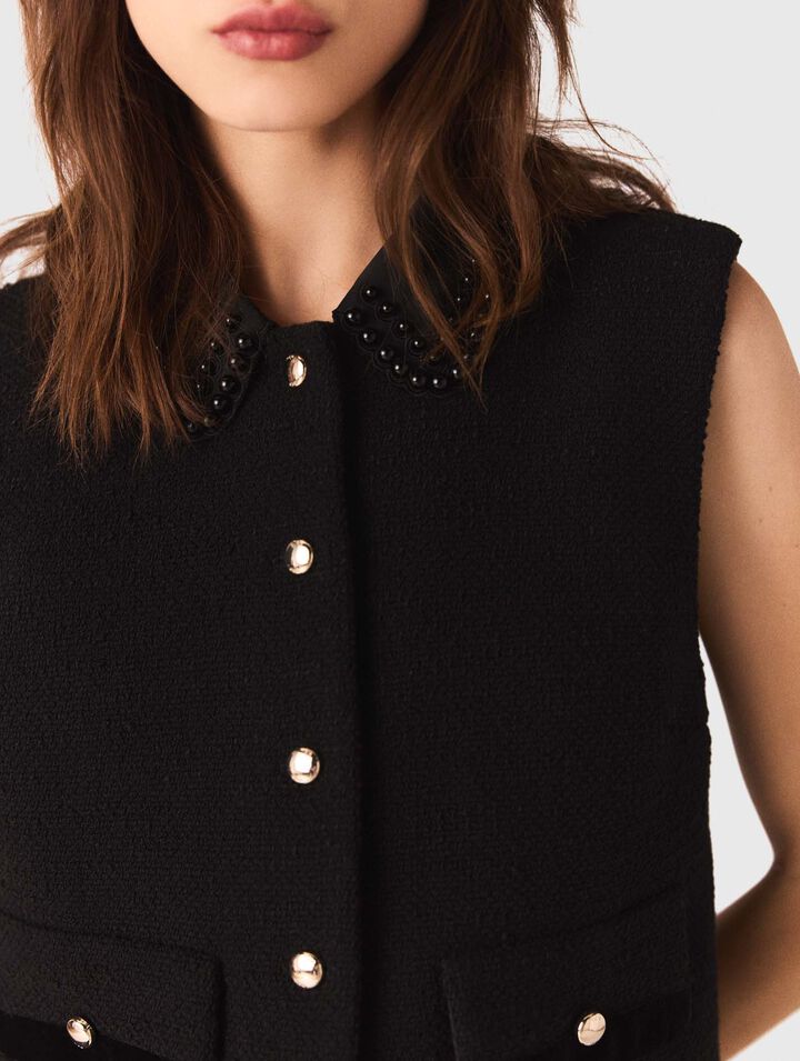 Tweed top with removable collar