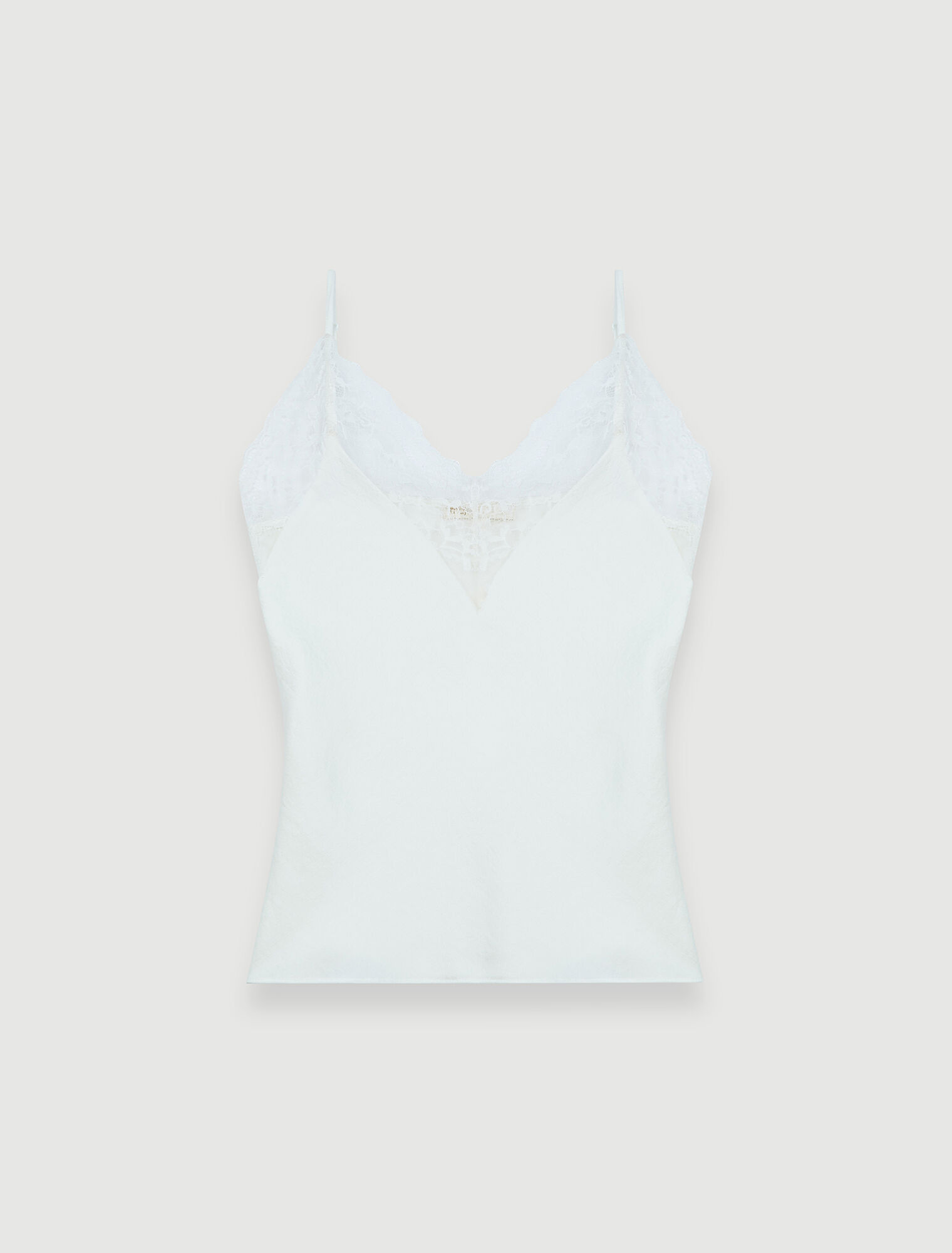 Silk satin and lace top