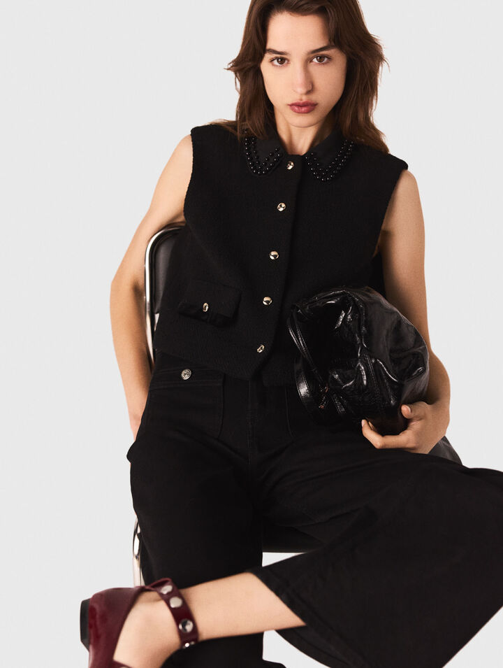 Tweed top with removable collar