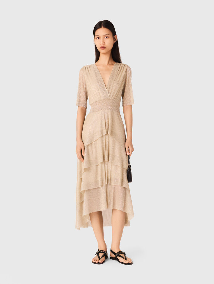 Metallic ruffled dress